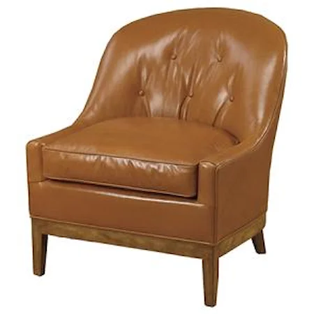 Upholstered Barrel Back Chair with Exposed Wood Legs